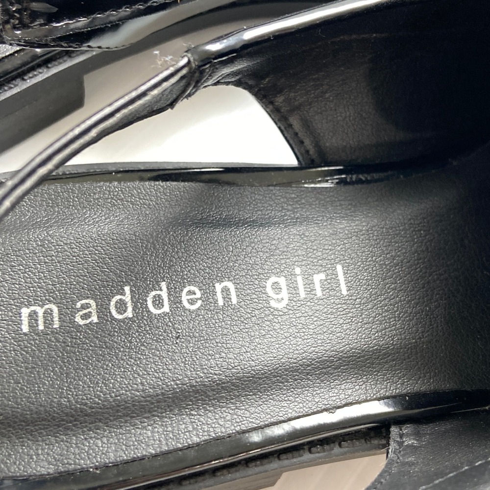 Madden Girl Black Faux Patent Leather Slingback Penny Loafers Womens 8 - Picture 7 of 8
